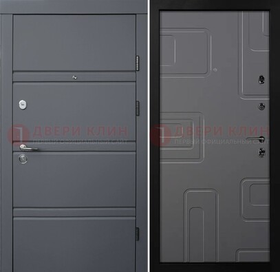 Серая металлическая дверь с МДФ в квартиру ДМ-485 в Куровском