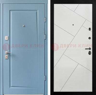 Синяя железная дверь с МДФ панелями ДМ-491 в Куровском