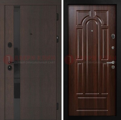 Темная входная дверь с МДФ панелями в квартиру ДМ-499 в Куровском