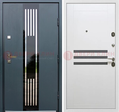 Темная квартирная дверь с разными МДФ ДМ-504 в Куровском