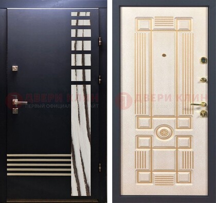 Черная железная дверь с МДФ панелями ДМ-510 в Куровском