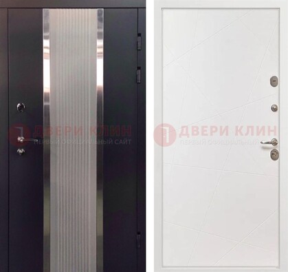 Темная металлическая дверь в квартиру МДФ с двух сторон ДМ-512 в Куровском