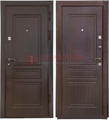 Антивандальная коричневая железная дверь с МДФ ДМ-61 в Куровском