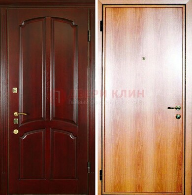 Темная железная дверь с массивом дуба ДМД-13 в Краснознаменске
