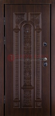 Темная металлическая дверь с массивом дуба ДМД-20 в Куровском