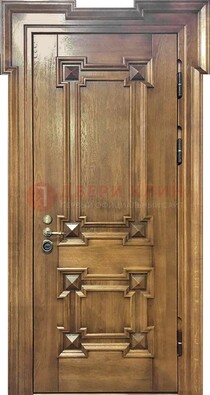 Филенчатая железная дверь с массивом дуба ДМД-56 в Куровском