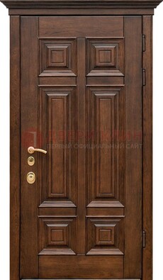 Филенчатая железная дверь с массивом дуба ДМД-68 в Куровском