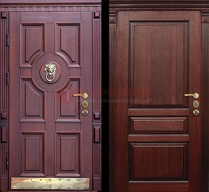 Темная входная дверь с массивом дуба с декоративной вставкой ДМД-6 в Куровском