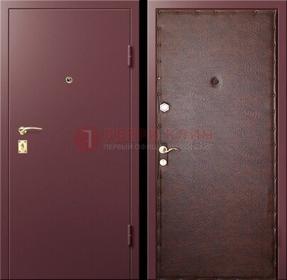 Бордовая железная дверь с нитроэмалью ДН-1 в Сочи