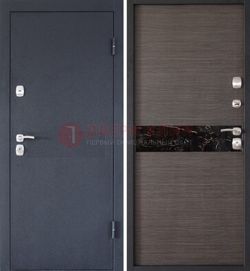 Черная железная дверь с порошковым напылением МДФ внутри ДП-114 в Куровском