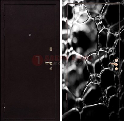 Черная стальная дверь с порошковым окрасом с фотопечатью ДП-158 в Куровском