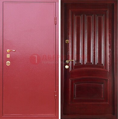 Красная металлическая дверь с порошковым напылением ДП-165 в Куровском
