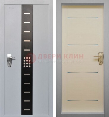 Белая входная дверь с порошковым напылением ДП-169 в Куровском