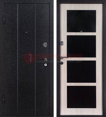 Черная металлическая дверь с порошковым напылением ДП-176 в Куровском