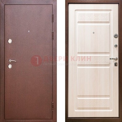 Коричневая металлическая дверь с порошковым напылением ДП-182 в Куровском