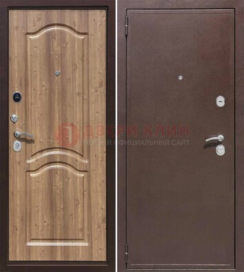 Коричневая железная дверь с порошковым окрасом ДП-191 в Куровском