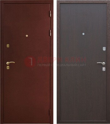 Бордовая входная дверь с порошковым покрытием ДП-201 в Куровском