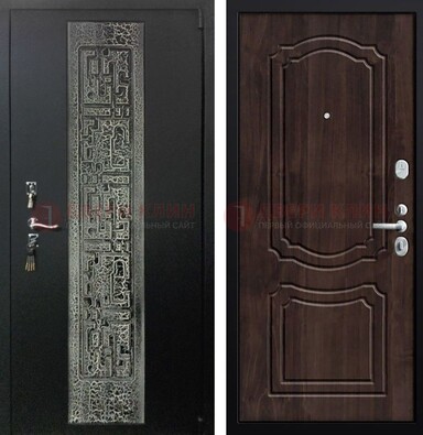Темная входная дверь с порошковым покрытием и МДФ внутри ДП-224 в Куровском