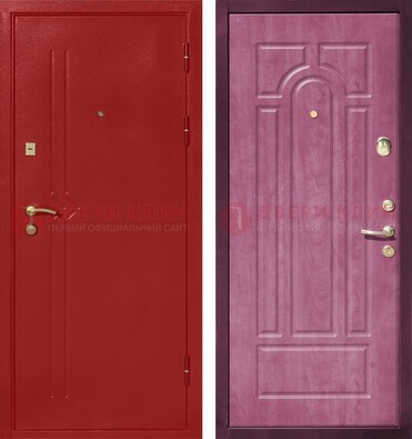 Красная входная дверь с порошковым напылением ДП-240 в Куровском
