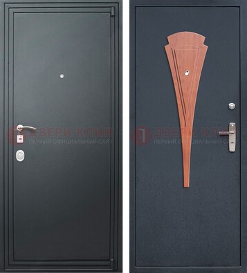 Черная железная дверь с порошковым покрытием и накладкой МДФ внутри ДП-245 в Куровском
