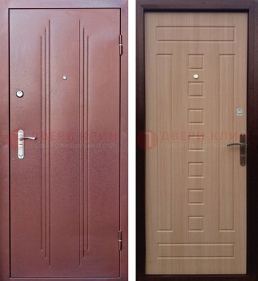 Стальная серая дверь с порошковым напылением и МДФ Шоколад ДП-249 в Куровском