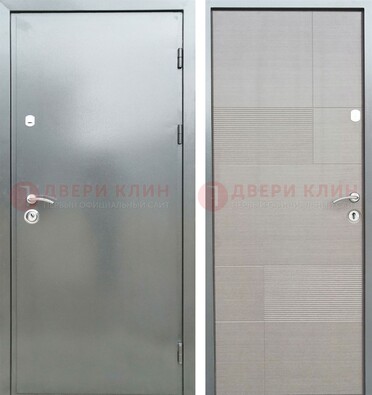 Металлическая серая дверь с порошковым покрытием и серым МДФ внутри ДП-250 в Куровском