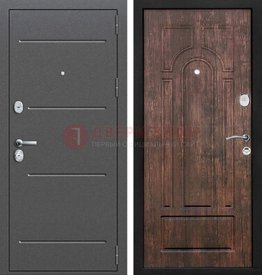 Железная дверь Антик серебро с порошковым напылением и МДФ Тисненый орех ДП-260 в Куровском