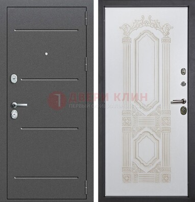 Металлическая дверь с порошковым напылением и фрезерованной МДФ ДП-263 в Куровском