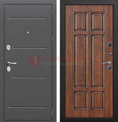Стальная дверь с порошковым покрытием Антик серебро и филенчатой МДФ ДП-267 в Куровском