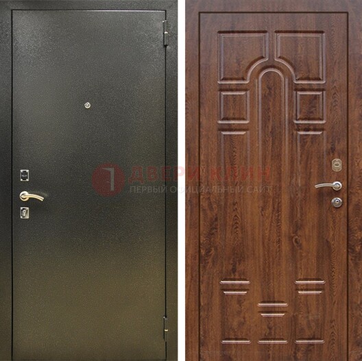 Металлическая дверь Темное серебро с порошковым покрытием и МДФ ДП-271