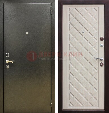 Темно-серая железная дверь с порошковым покрытием и филенчатой МДФ ДП-289 в Куровском