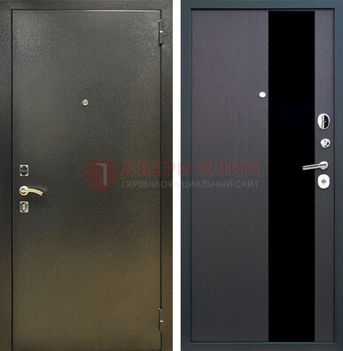 Входная темная дверь с порошковым покрытием и МДФ со стеклом ДП-294 в Куровском