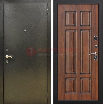 Металлическая входная темная дверь с порошковым напылением и МДФ ДП-299 в Куровском