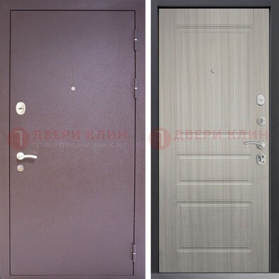 Темная стальная дверь с порошковым окрасом и МДФ ДП-310 в Куровском