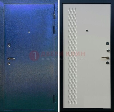 Синяя железная дверь с порошковым напылением ДП-49 в Куровском