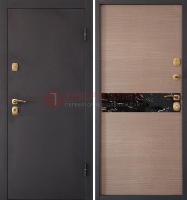 Коричневая металлическая дверь с порошковым окрасом ДП-82 в Куровском