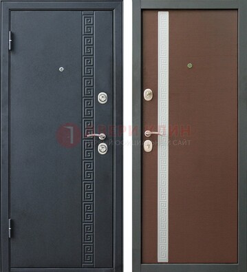 Черная стальная дверь с порошковым напылением ДП-9 в Куровском