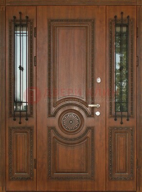 Парадная распашная стальная дверь Винорит со стеклом ДПР-106 в Куровском