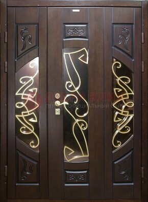 Парадная дверь со стеклом и ковкой ДПР-1 в каркасный дом в Уфе