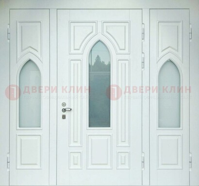Филенчатая стальная парадная дверь со стеклом ДПР-91 в Рязани