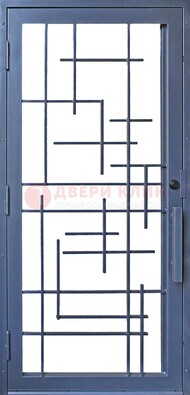 Современная железная решетчатая дверь синяя ДР-31 в Куровском