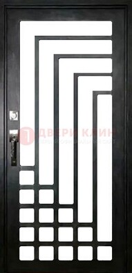 Черная стальная решетчатая дверь в современном стиле ДР-43 в Куровском