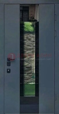 Современная дверь со стеклом для коттеджа ДС-40 в Куровском