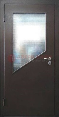Стальная дверь со стеклом ДС-5 в кирпичный коттедж в Куровском