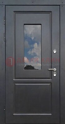 Чёрная металлическая дверь со стеклом ДС-77 в Куровском