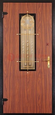 Дополнительная дверь со стеклом и золотой ковкой ДСК-16 в Твери