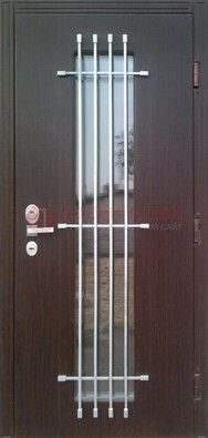 Современная стальная дверь с Виноритом стеклом и ковкой ДСК-262 в Одинцово