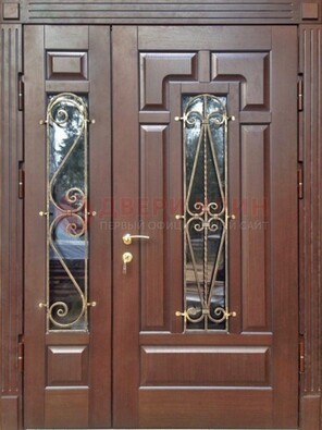 Стальная распашная дверь Винорит стекло и ковка ДСК-274 в Куровском
