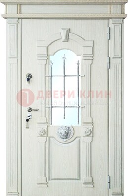 Герметичная входная дверь со стеклом и ковкой с украшением ДСК-64 в Куровском