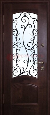 Металлическая дверь со стеклом и ковкой ДСК-6 в квартиру в Йошкар-Оле